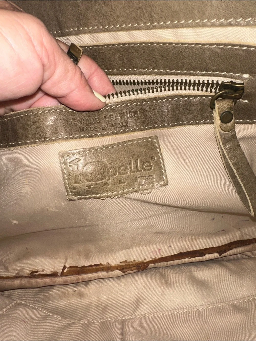 Topelle Distressed Olive Green Leather Satchel Briefcase Laptop Bag